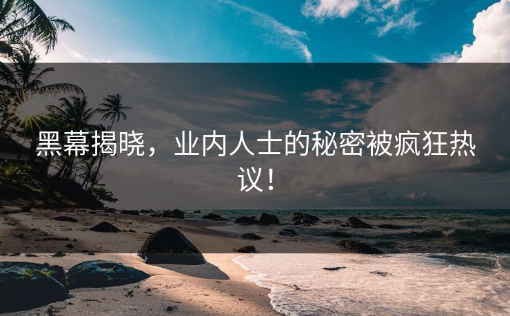 黑幕揭晓，业内人士的秘密被疯狂热议！