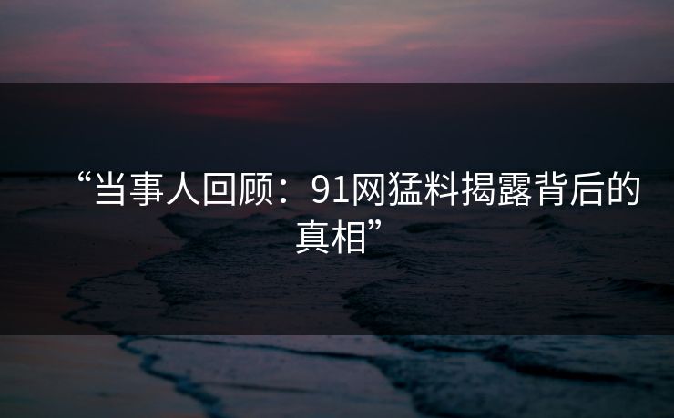 “当事人回顾：91网猛料揭露背后的真相”