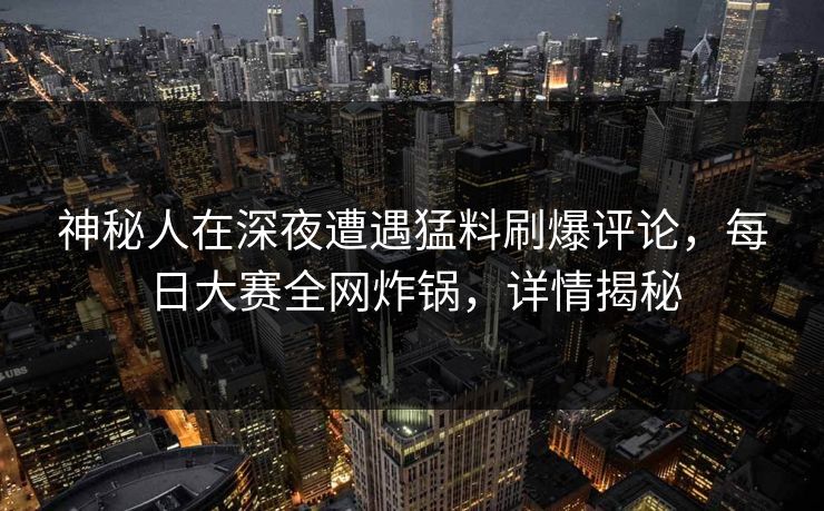 神秘人在深夜遭遇猛料刷爆评论，每日大赛全网炸锅，详情揭秘