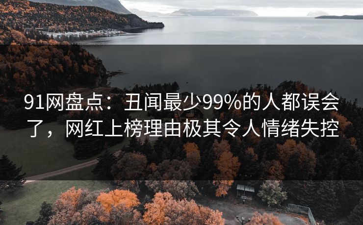 91网盘点：丑闻最少99%的人都误会了，网红上榜理由极其令人情绪失控