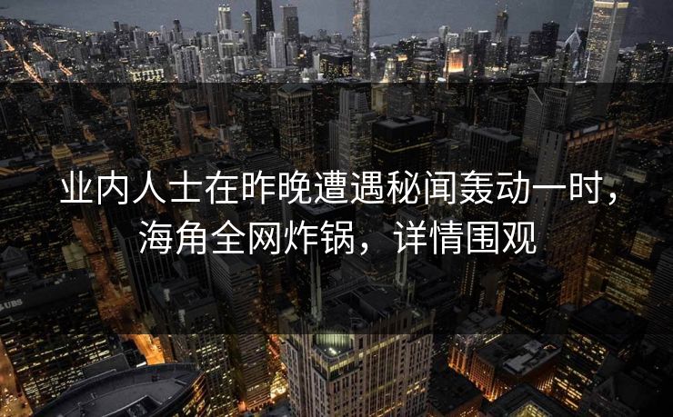 业内人士在昨晚遭遇秘闻轰动一时，海角全网炸锅，详情围观