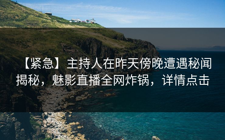 【紧急】主持人在昨天傍晚遭遇秘闻 揭秘，魅影直播全网炸锅，详情点击