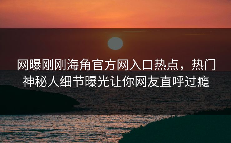 网曝刚刚海角官方网入口热点，热门神秘人细节曝光让你网友直呼过瘾