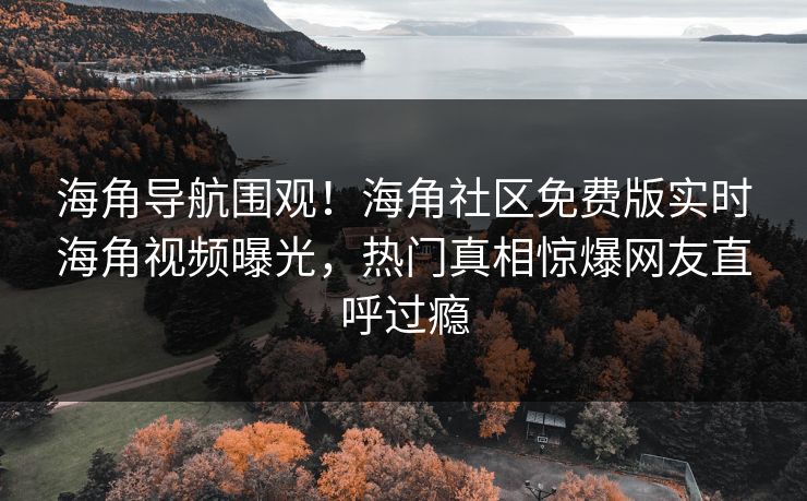 海角导航围观！海角社区免费版实时海角视频曝光，热门真相惊爆网友直呼过瘾