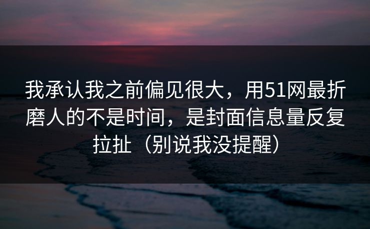 我承认我之前偏见很大，用51网最折磨人的不是时间，是封面信息量反复拉扯（别说我没提醒）